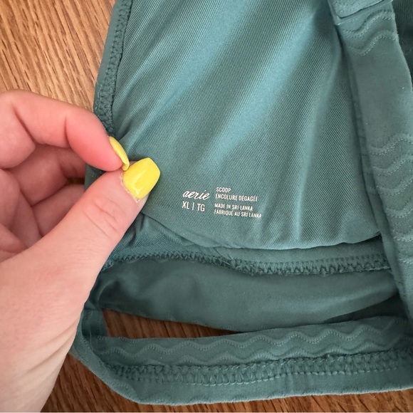 Aerie Scoop V Green Bikini Top XL - Picture 3 of 4